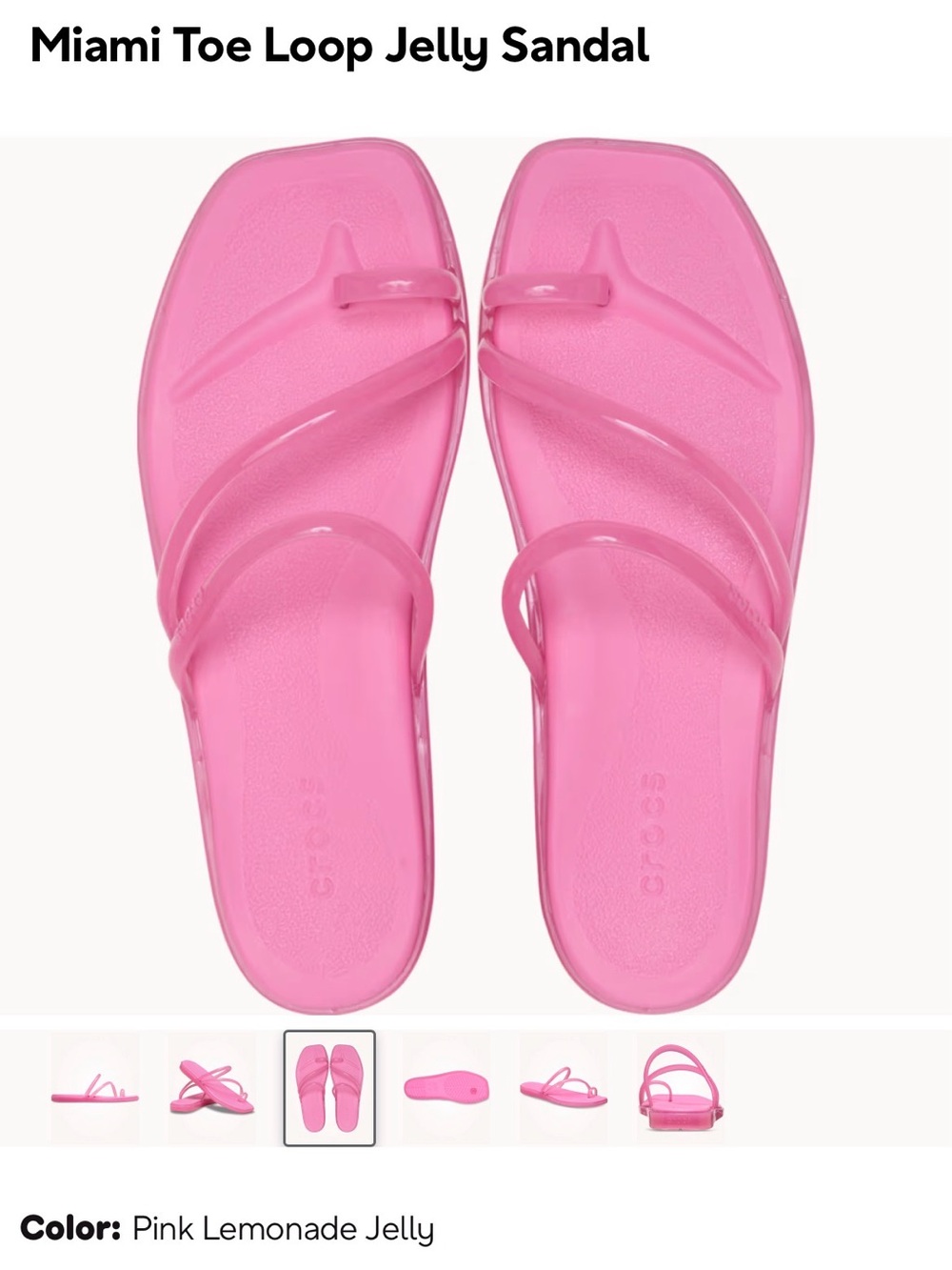 CROCS Pink Lemonade Jelly Toe-Loop Sandal